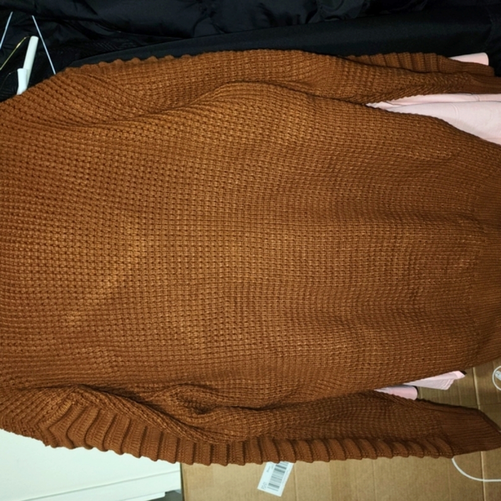 Brown Ribbed Sweater with Button Accents - Picture 2 of 6